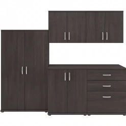 Bush Business Furniture Storage Cabinets<Universal 62" 5-Piece Modular Storage Set with 11 Shelves, Storm Gray (UNS003SG)