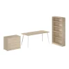 Bush Business Furniture Office Desks<Vista 72"W Desk with Lateral File Cabinet and Bookcase, Natural Elm (VST011NESU)