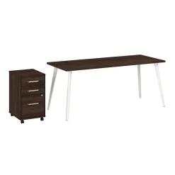 Bush Business Furniture Office Desks<Vista 72"W Desk with 3 Drawer Mobile File Cabinet, Black Walnut (VST001BWSU)