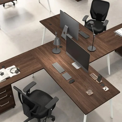 Bush Business Furniture Office Desks<Vista 72"W Desk with 3 Drawer Mobile File Cabinet, Black Walnut (VST001BWSU)