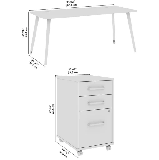Bush Business Furniture Office Desks<Vista 72"W Desk with 3 Drawer Mobile File Cabinet, Black Walnut (VST001BWSU)