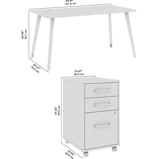 Bush Business Furniture Office Desks<Vista 60"W Desk with 3 Drawer Mobile File Cabinet, Black Walnut (VST002BWSU)