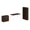 Bush Business Furniture Office Desks<Vista 60"W Desk with Lateral File Cabinet and Bookcase, Black Walnut (VST012BWSU)
