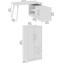 Bush Business Furniture L-Desks<Vista 60"W L Shaped Desk with Low Storage Cabinet and Wardrobe, Natural Elm (VST010NE)