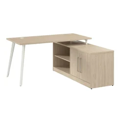 Bush Business Furniture L-Desks<Vista 60"W L Shaped Desk with Low Storage Cabinet, Natural Elm (VST006NE)