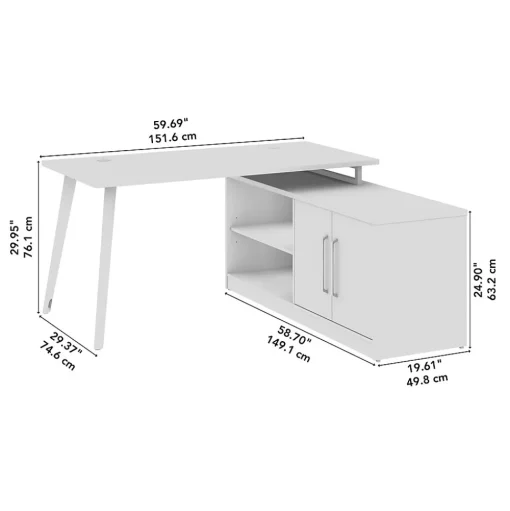 Bush Business Furniture L-Desks<Vista 60"W L Shaped Desk with Low Storage Cabinet, Natural Elm (VST006NE)