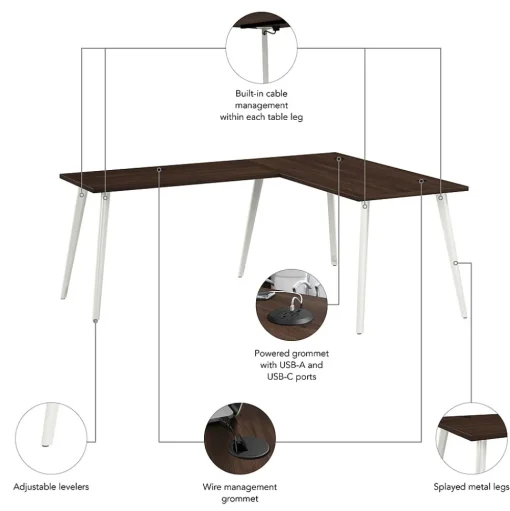Bush Business Furniture L-Desks<Vista 60"W L Shaped Desk, Black Walnut (VST004BW)