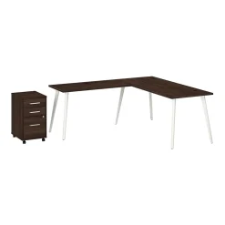 Bush Business Furniture L-Desks<Vista 72"W L Shaped Desk with Mobile File Cabinet, Black Walnut (VST007BWSU)