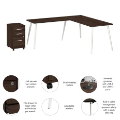 Bush Business Furniture L-Desks<Vista 72"W L Shaped Desk with Mobile File Cabinet, Black Walnut (VST007BWSU)