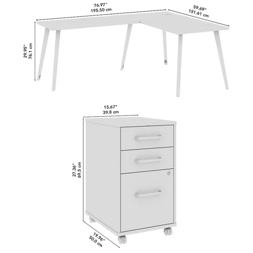 Bush Business Furniture L-Desks<Vista 72"W L Shaped Desk with Mobile File Cabinet, Black Walnut (VST007BWSU)