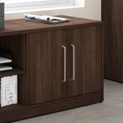 Bush Business Furniture Storage Cabinets<Vista Low Storage Cabinet with Doors and Shelves, Black Walnut (VSS160BW)
