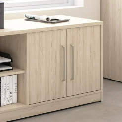 Bush Business Furniture Storage Cabinets<Vista Low Storage Cabinet with Doors and Shelves, Natural Elm (VSS160NE)