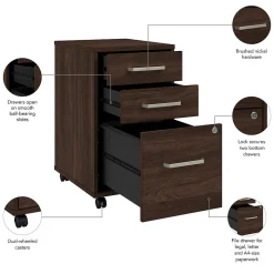Bush Business Furniture File Cabinets<Vista 3 Drawer File Cabinet, Black Walnut (VSF116BWSU)