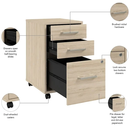 Bush Business Furniture File Cabinets<Vista 3 Drawer File Cabinet, Natural Elm (VSF116NESU)