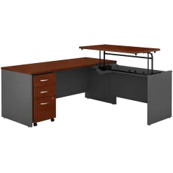 Bush Business Furniture Standing Desks<Westfield 72"W 3 Position Sit to Stand L Desk with Mobile File Cabinet, Hansen Cherry (SRC125HCSU)