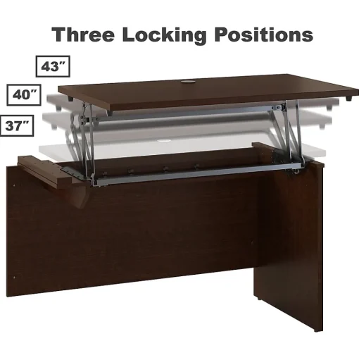Bush Business Furniture Standing Desks<Westfield 72"W 3 Position Bow Front Sit to Stand L Desk w/ File Cabinet, (SRC126MRSU)