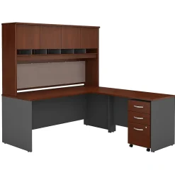 Bush Business Furniture Office Desks<Westfield 72W L Shaped Desk with Hutch and Mobile File Cabinet, Hansen Cherry (SRC0018HCSU)