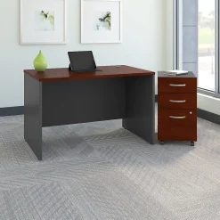 Bush Business Furniture Computer Desks<Westfield 48W x 30D Office Desk w/ Mobile File Cabinet, Hansen Cherry (SRC048HCSU)