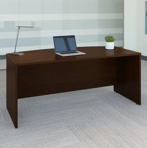 Bush Business Furniture Computer Desks<Westfield 72"W Bow Front Desk, Mocha Cherry (WC12946)