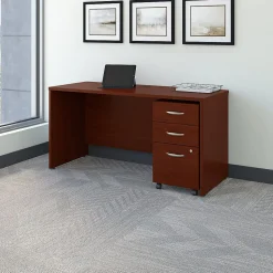 Bush Business Furniture Computer Desks<Westfield 60W x 24D Office Desk with Mobile File Cabinet, (SRC025MASU)