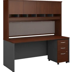 Bush Business Furniture Computer Desks<Westfield 72"W Office Desk with Hutch and Mobile File Cabinet, Hansen Cherry/Graphite Gray (SRC080HCSU)