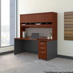 Bush Business Furniture Computer Desks<Westfield 72"W Office Desk with Hutch and Mobile File Cabinet, Hansen Cherry/Graphite Gray (SRC080HCSU)