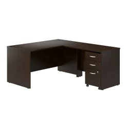 Bush Business Furniture L-Desks<Westfield 60"W L Shaped Desk with 42W Return and Mobile File Cabinet, Mocha Cherry (SRC168MRSU)