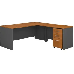 Bush Business Furniture L-Desks<Westfield 72W L Shaped Desk with 48W Return and Mobile File Cabinet, Natural Cherry (SRC001NCSU)
