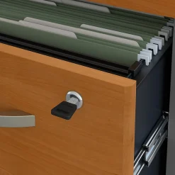 Bush Business Furniture L-Desks<Westfield 72W L Shaped Desk with 48W Return and Mobile File Cabinet, Natural Cherry (SRC001NCSU)