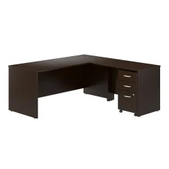 Bush Business Furniture L-Desks<Westfield 72"W L Shaped Desk with 42W Return and Mobile File Cabinet, Mocha Cherry (SRC166MRSU)