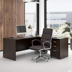 Bush Business Furniture L-Desks<Westfield 72"W L Shaped Desk with 42W Return and Mobile File Cabinet, Mocha Cherry (SRC166MRSU)