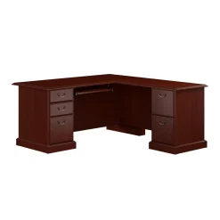 Bush Business Furniture L-Desks<66"W Arlington L Shaped Desk with Drawers and Keyboard Tray, Harvest Cherry (WC65570-03K)