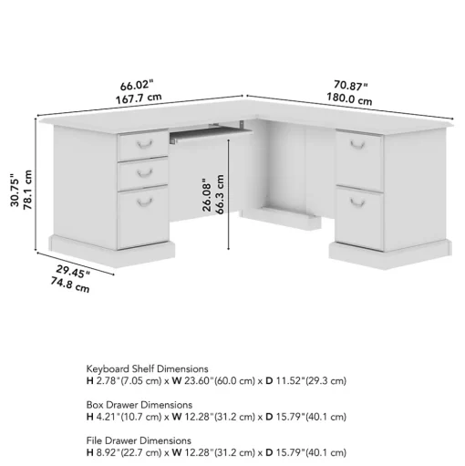 Bush Business Furniture L-Desks<66"W Arlington L Shaped Desk with Drawers and Keyboard Tray, Harvest Cherry (WC65570-03K)