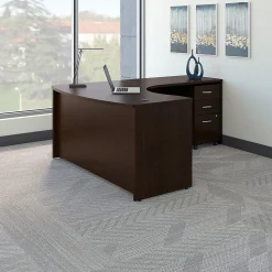 Bush Business Furniture Corner Desks<Westfield Right Handed L Shaped Desk with Mobile File Cabinet, (SRC007MRRSU)