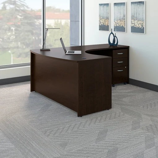 Bush Business Furniture Corner Desks<Westfield Right Handed L Shaped Desk with Mobile File Cabinet, (SRC007MRRSU)