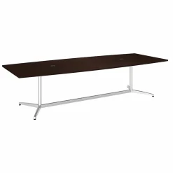 Bush Business Furniture Conference Room Tables<120W x 48D Boat Shaped Conference Table with Metal Base, (99TBM120MRSVK)