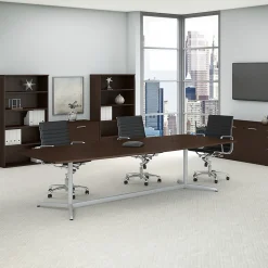 Bush Business Furniture Conference Room Tables<120W x 48D Boat Shaped Conference Table with Metal Base, (99TBM120MRSVK)
