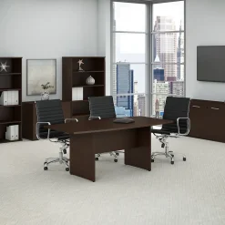 Bush Business Furniture Conference Room Tables<72W x 36D Boat Shaped Conference Table with Wood Base, (99TB7236MR)