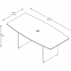 Bush Business Furniture Conference Room Tables<72W x 36D Boat Shaped Conference Table with Wood Base, (99TB7236MR)