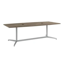 Bush Business Furniture Conference Room Tables<96W x 42D Boat Shaped Conference Table with Metal Base, Modern Hickory (99TBM96MHSVK)