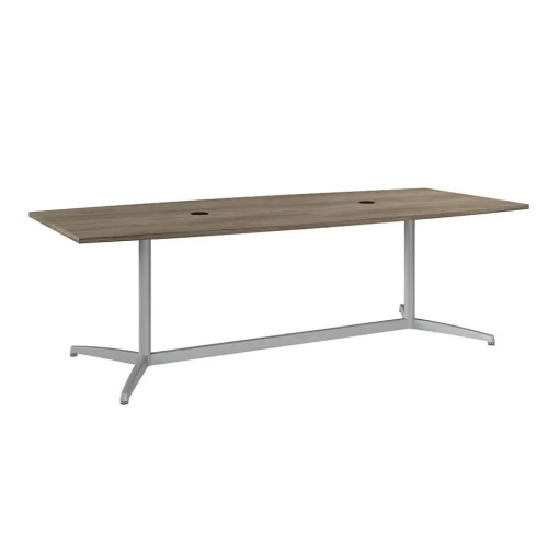 Bush Business Furniture Conference Room Tables<96W x 42D Boat Shaped Conference Table with Metal Base, Modern Hickory (99TBM96MHSVK)