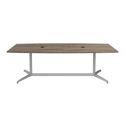 Bush Business Furniture Conference Room Tables<96W x 42D Boat Shaped Conference Table with Metal Base, Modern Hickory (99TBM96MHSVK)