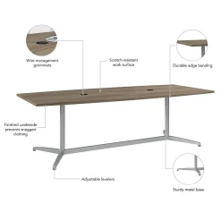 Bush Business Furniture Conference Room Tables<96W x 42D Boat Shaped Conference Table with Metal Base, Modern Hickory (99TBM96MHSVK)