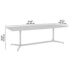 Bush Business Furniture Conference Room Tables<96W x 42D Boat Shaped Conference Table with Metal Base, Modern Hickory (99TBM96MHSVK)