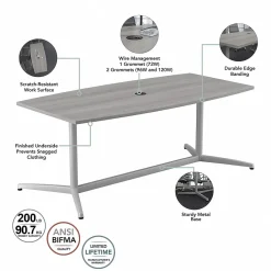 Bush Business Furniture Conference Room Tables<120W x 48D Boat Shaped Conference Table with Metal Base, (99TBM120PGSVK)