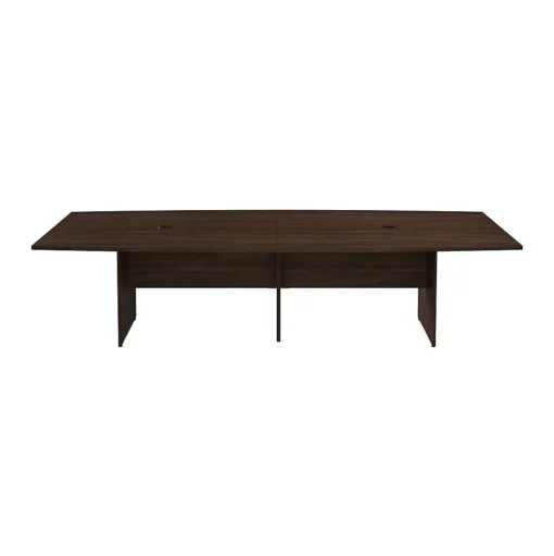 Bush Business Furniture Conference Room Tables<120W x 48D Boat Shaped Conference Table with Wood Base, Black Walnut (99TB12048BWK)