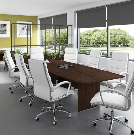 Bush Business Furniture Conference Room Tables<120W x 48D Boat Shaped Conference Table with Wood Base, Black Walnut (99TB12048BWK)