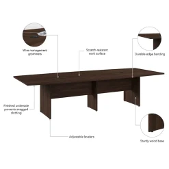 Bush Business Furniture Conference Room Tables<120W x 48D Boat Shaped Conference Table with Wood Base, Black Walnut (99TB12048BWK)
