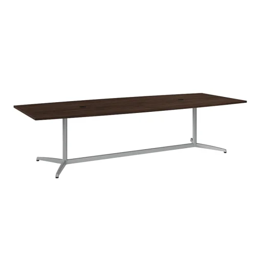 Bush Business Furniture Conference Room Tables<120W x 48D Boat Shaped Conference Table with Metal Base, Black Walnut (99TBM120BWSVK)