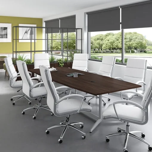 Bush Business Furniture Conference Room Tables<120W x 48D Boat Shaped Conference Table with Metal Base, Black Walnut (99TBM120BWSVK)